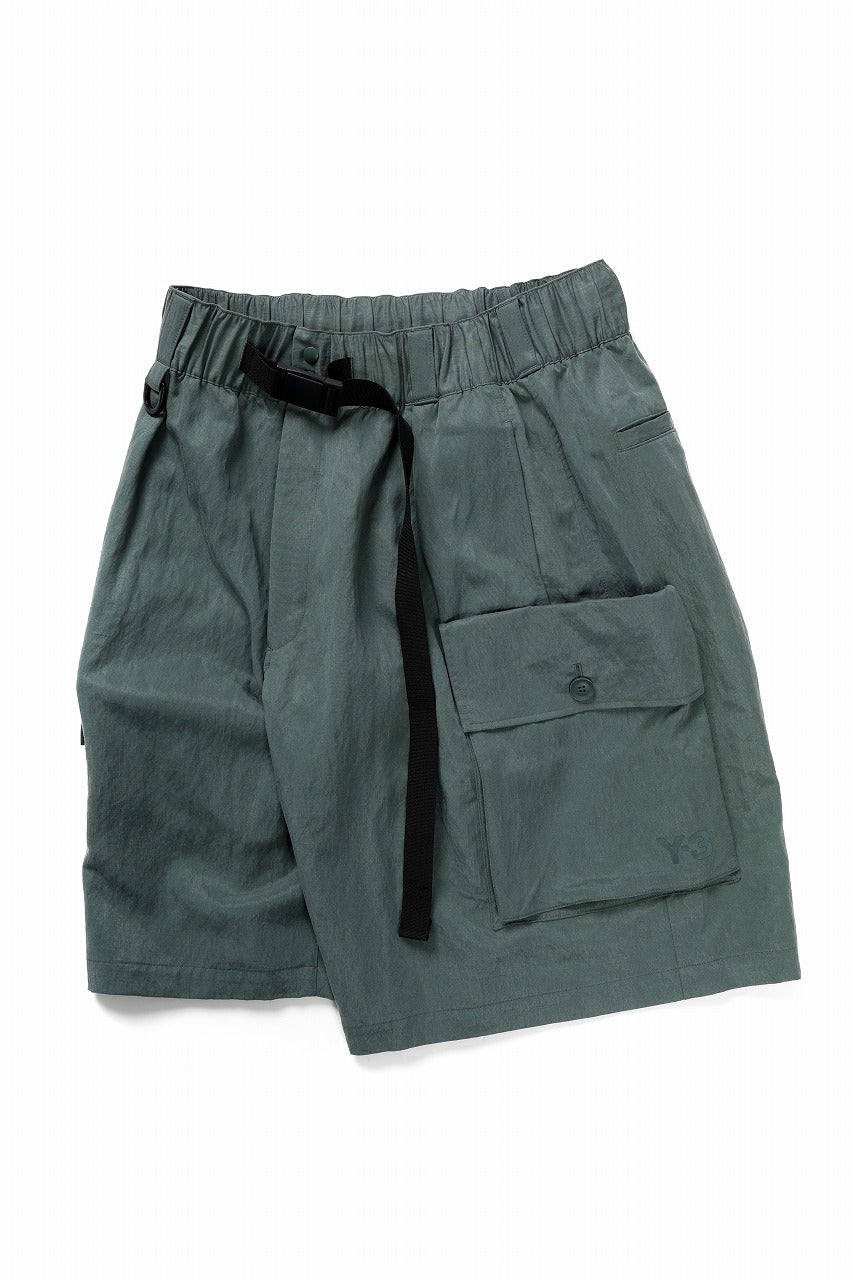 Y-3 Yohji Yamamoto WASH TWILL SHORTS (GREEN OXIDE)