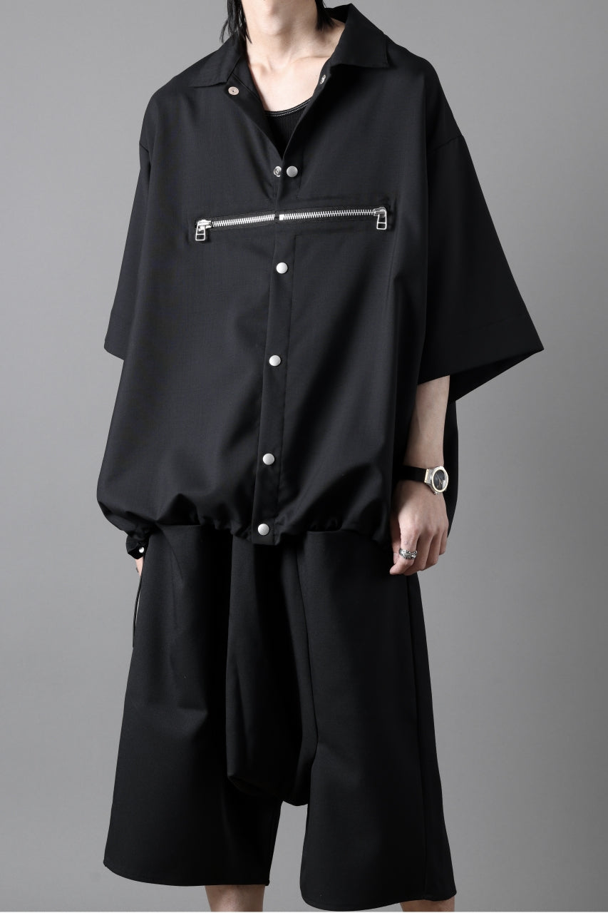 画像をギャラリービューアに読み込む, A.F ARTEFACT FRONT ZIP SQUEEZING SHIRT / TROPICAL WOOL (BLACK)