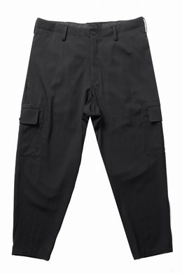 Y's for men SIDE TUCK CARGO POCKET PANTS / WRINKLED GABARDINE (BLACK)