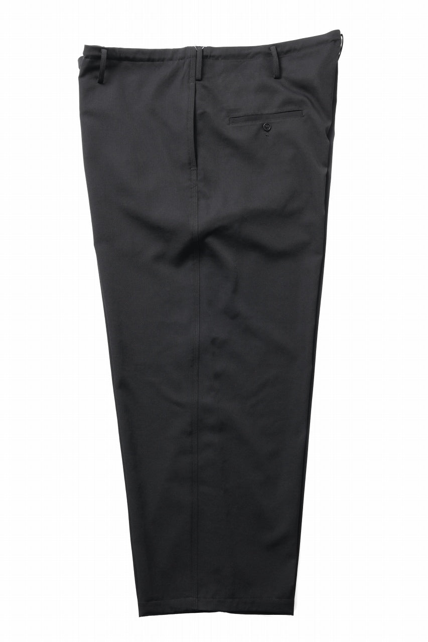 Y's for men CLASSIC STRING PANTS WITH 3-STITCH / WRINKLED GABARDINE (BLACK)