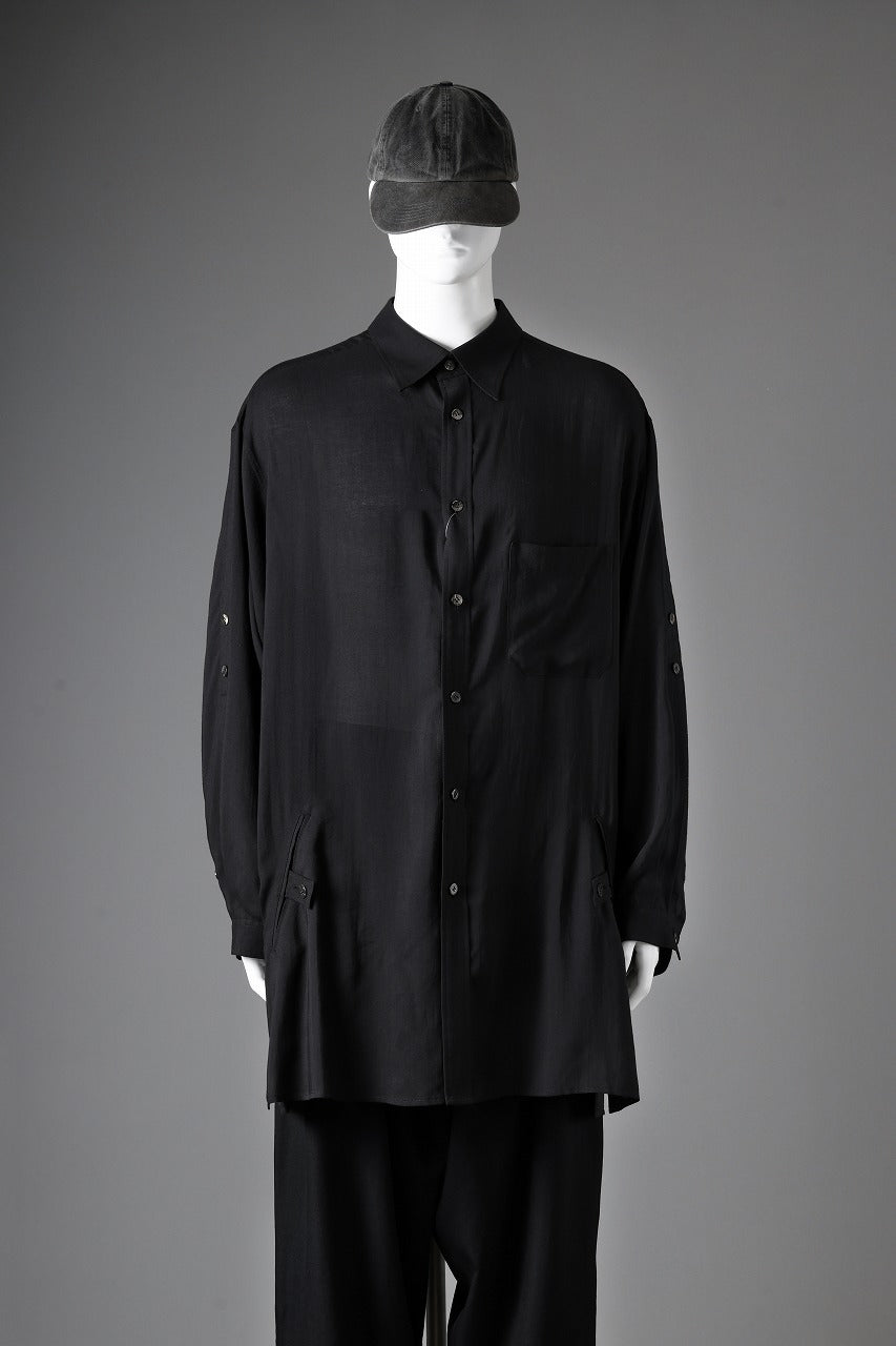 Y's for men BIG SHIRT / CELLULOSE LAWN (BLACK)