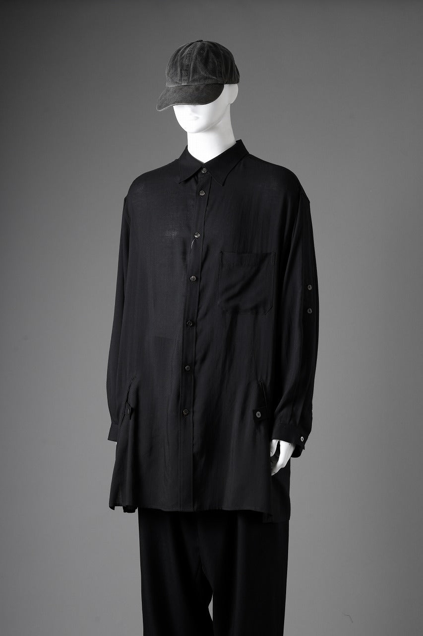 Y's for men BIG SHIRT / CELLULOSE LAWN (BLACK)