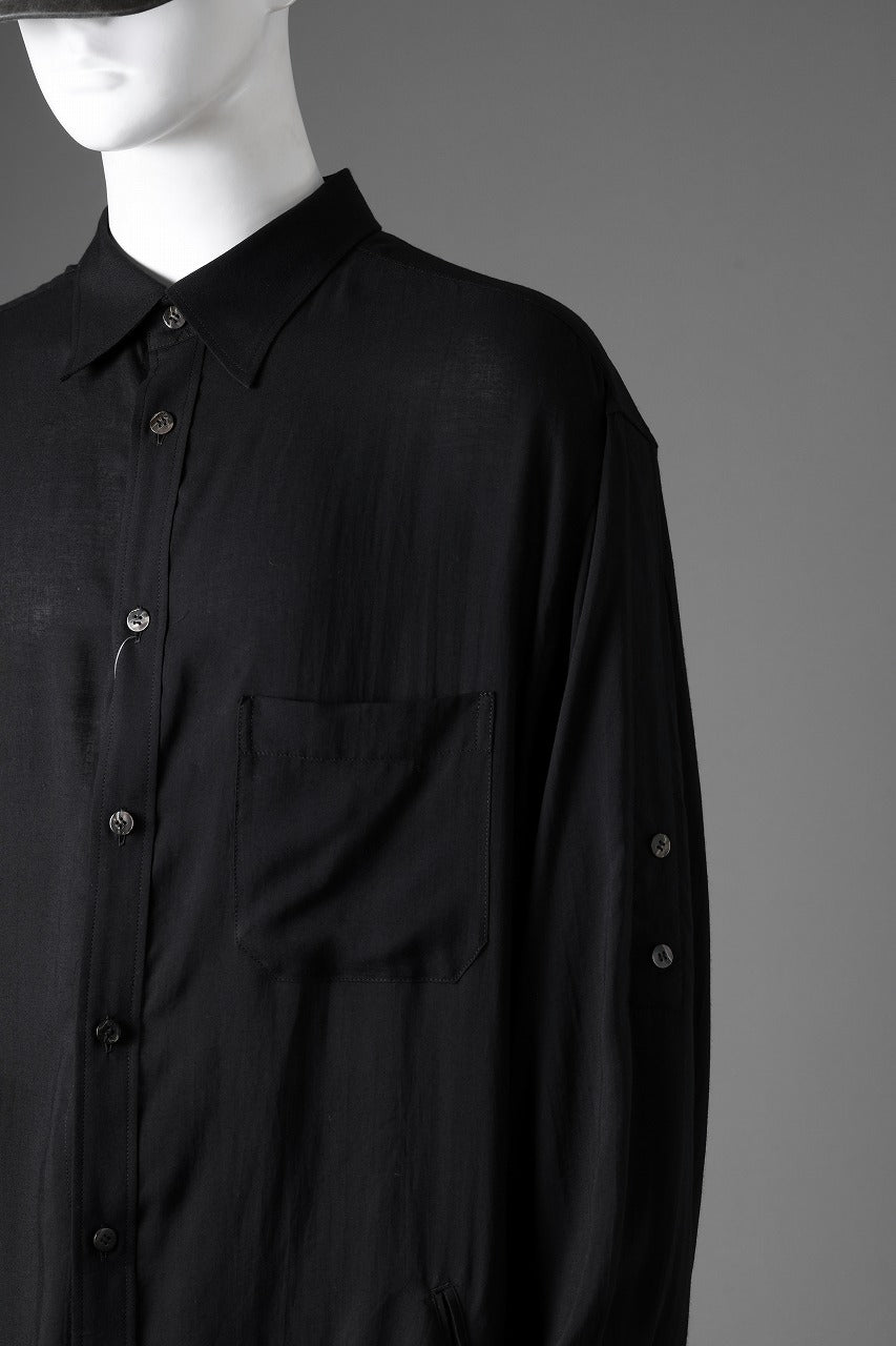 Y's for men BIG SHIRT / CELLULOSE LAWN (BLACK)