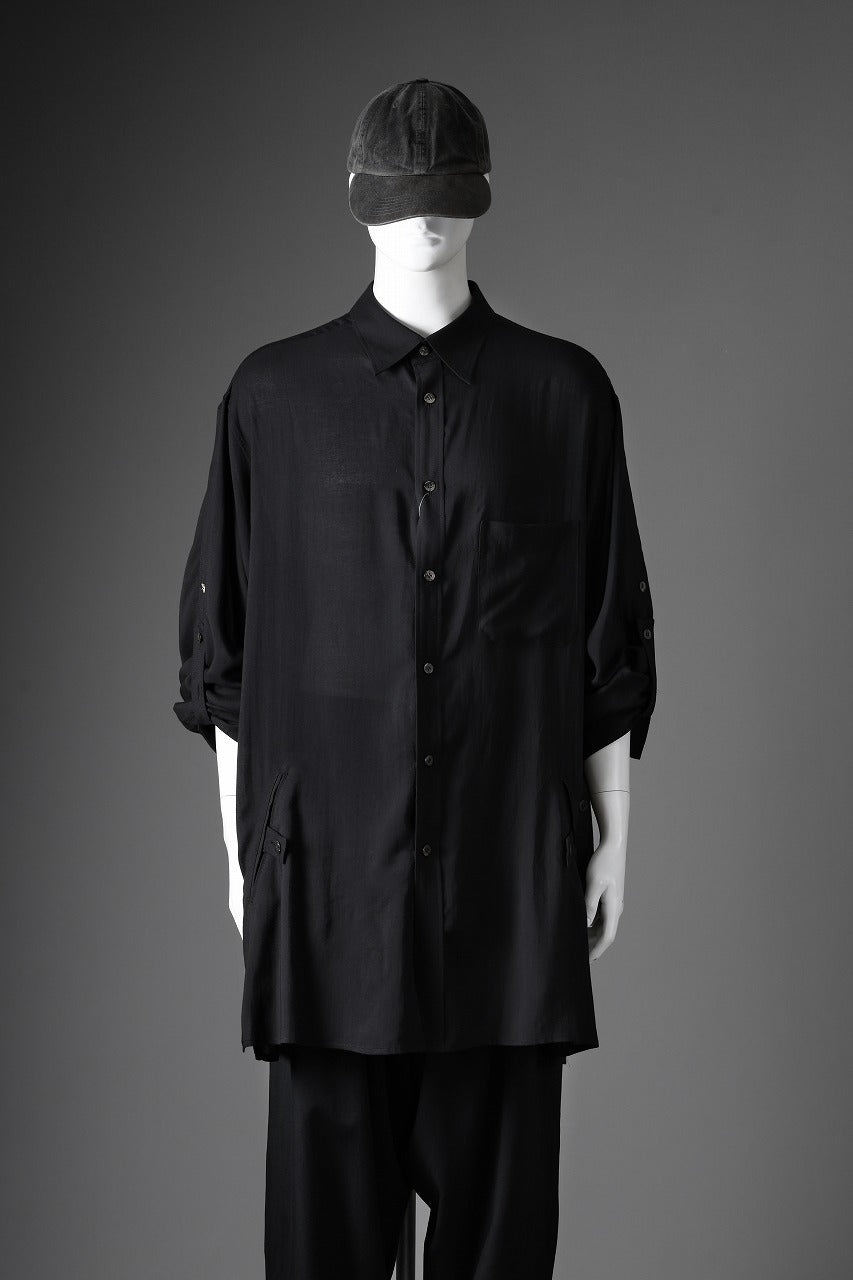 Y's for men BIG SHIRT / CELLULOSE LAWN (BLACK)