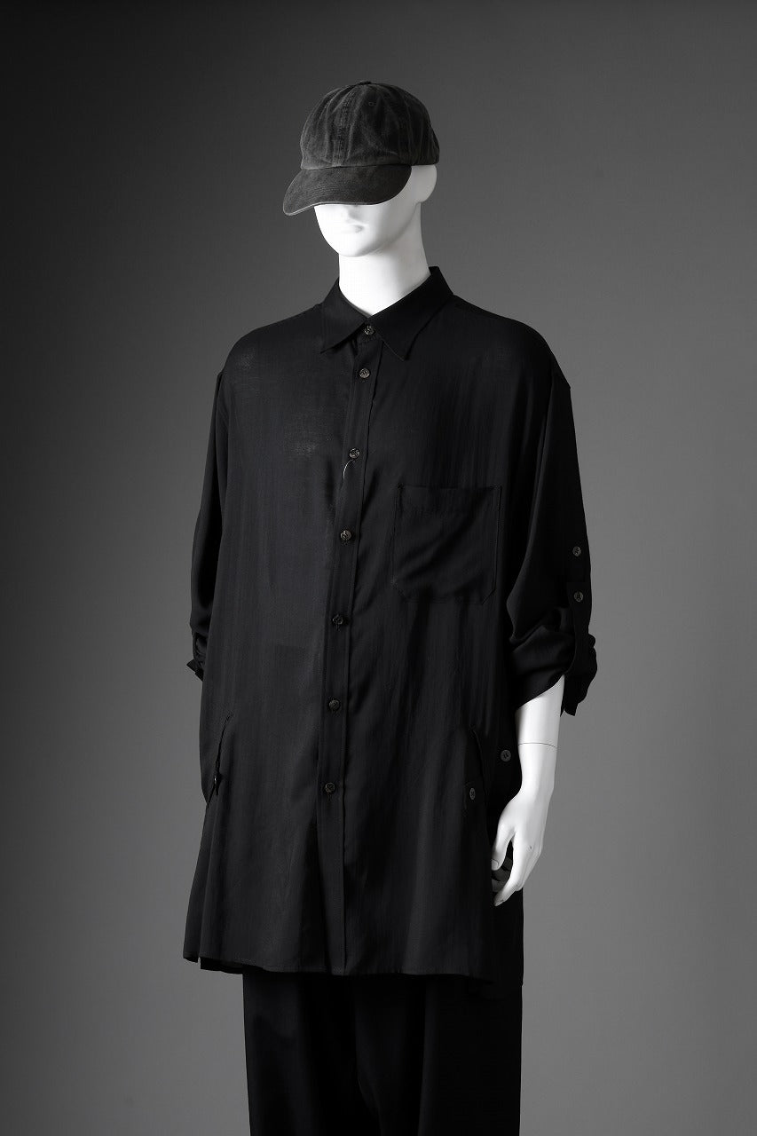 Y's for men BIG SHIRT / CELLULOSE LAWN (BLACK)