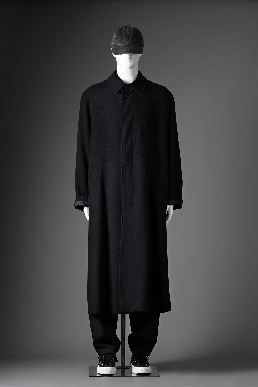 Y's for men  SOUTIEN COLLAR COAT / SMOOTH FLANNEL (BLACK)