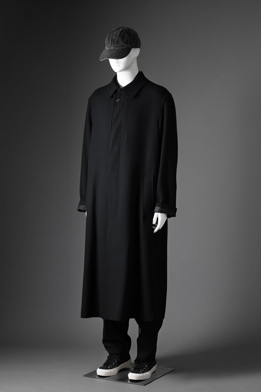 Y's for men  SOUTIEN COLLAR COAT / SMOOTH FLANNEL (BLACK)