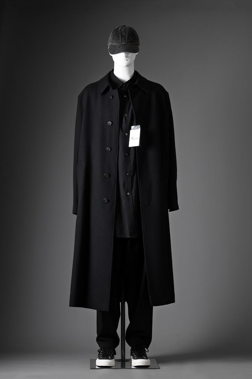 Y's for men  SOUTIEN COLLAR COAT / SMOOTH FLANNEL (BLACK)