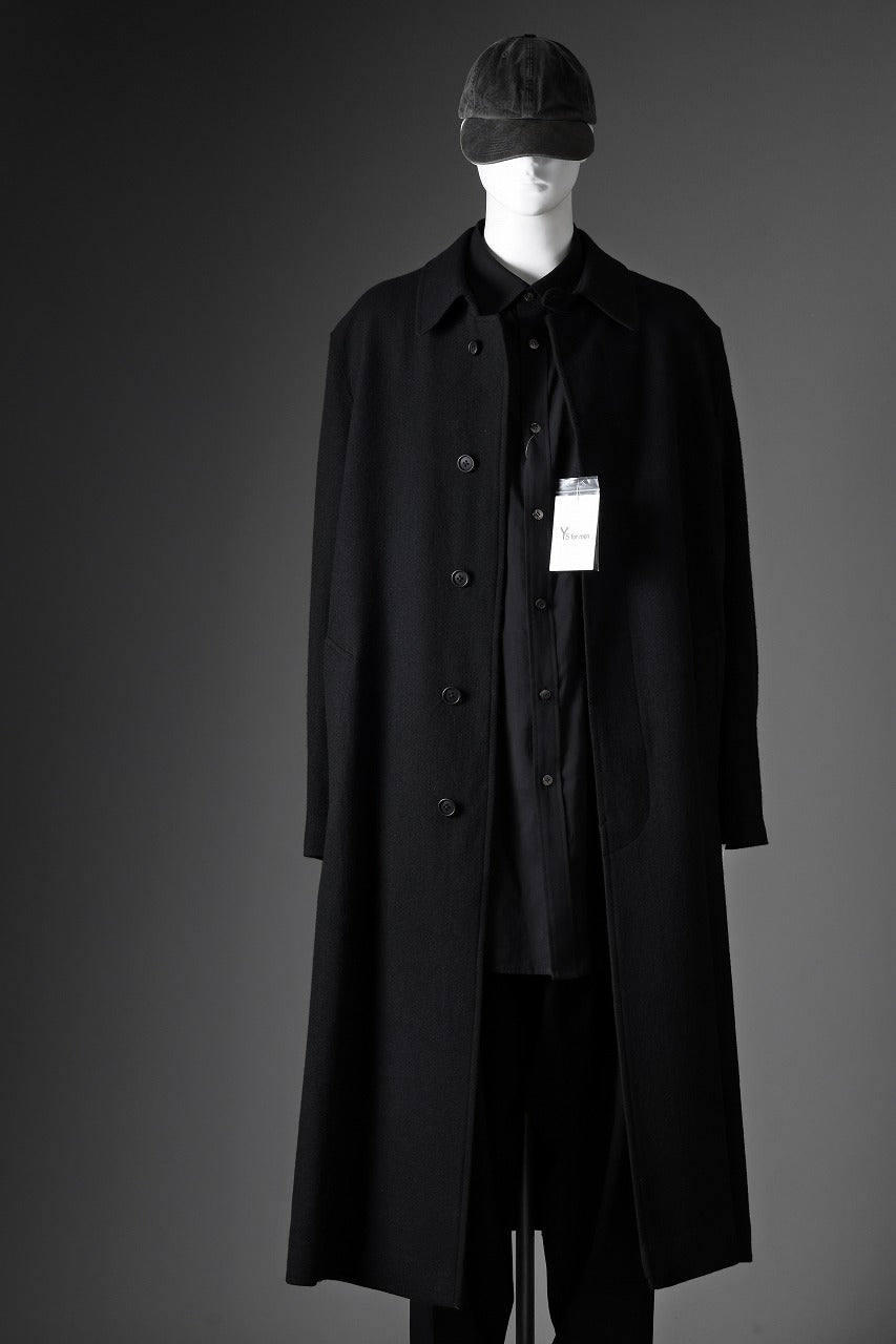 Y's for men  SOUTIEN COLLAR COAT / SMOOTH FLANNEL (BLACK)