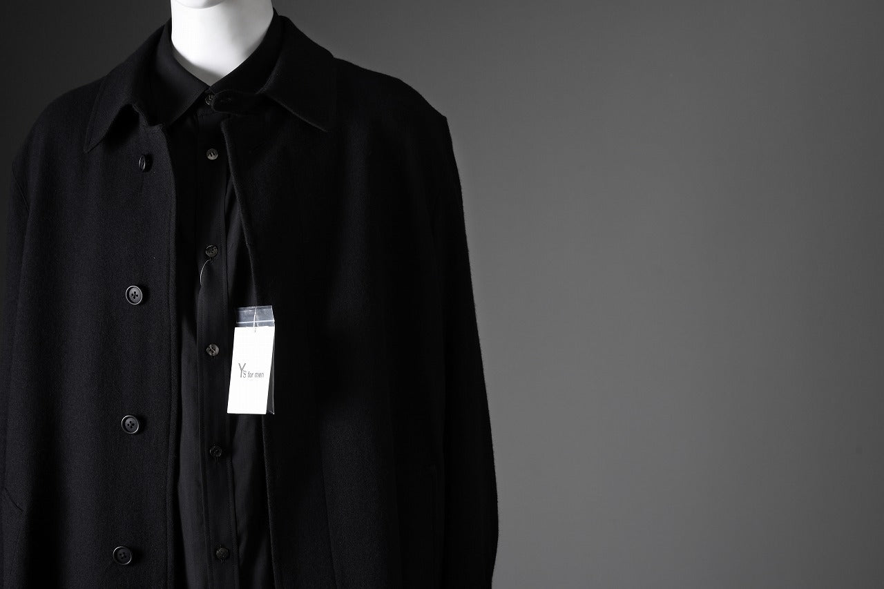 Y's for men  SOUTIEN COLLAR COAT / SMOOTH FLANNEL (BLACK)