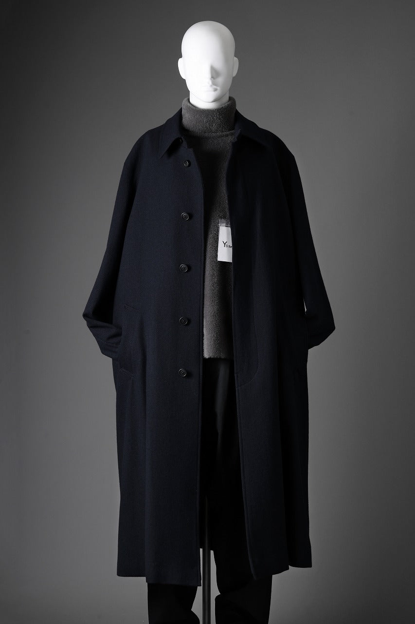 Y's for men  SOUTIEN COLLAR COAT / SMOOTH FLANNEL (NAVY)