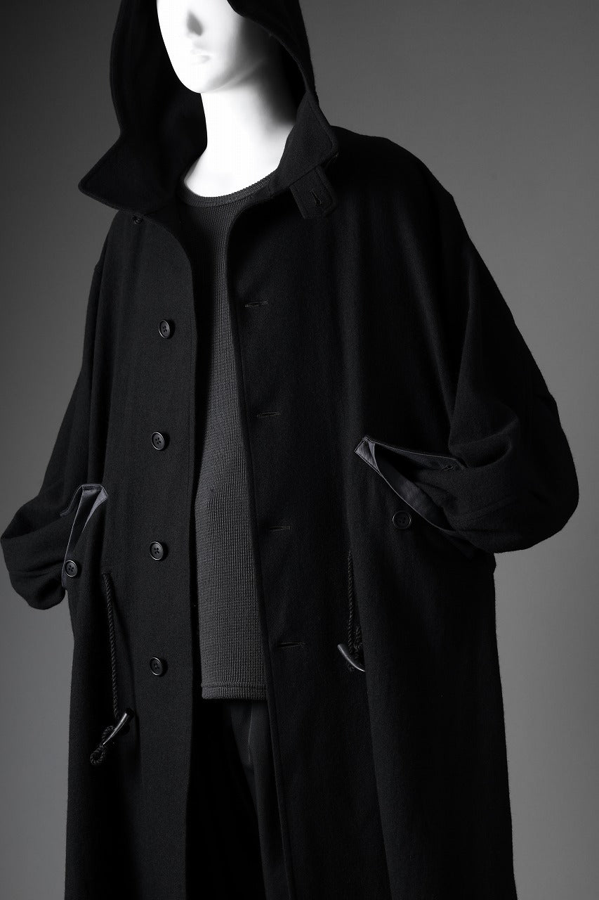 Y's for men MODS COAT WITH TOGGLE BUTTON / SMOOTH FLANNEL (BLACK)