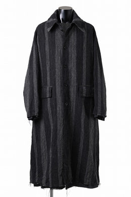 KLASICA AVOIR Ⅱ CUT OFF MAC COAT / IRREGULAR STRIPED ROUGH TWEED (BLACK)