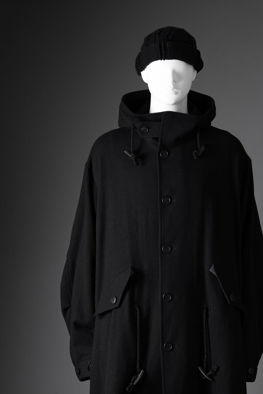 Y's for men MODS COAT WITH TOGGLE BUTTON / WOOL NYLON FLANNEL (BLACK)