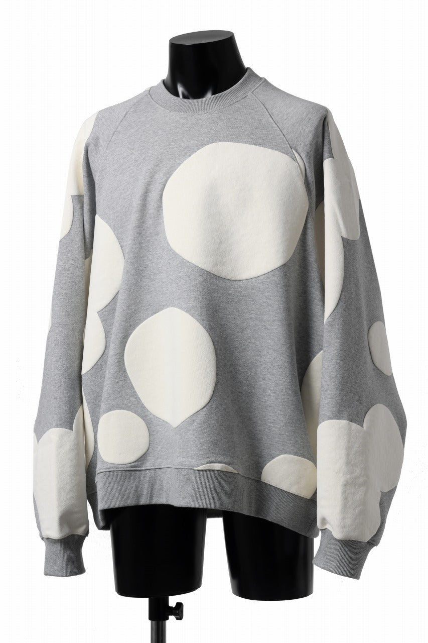 画像をギャラリービューアに読み込む, A.F ARTEFACT POLKA PATTERN SWEAT RAGLAN TOPS (HEATHER GREY)