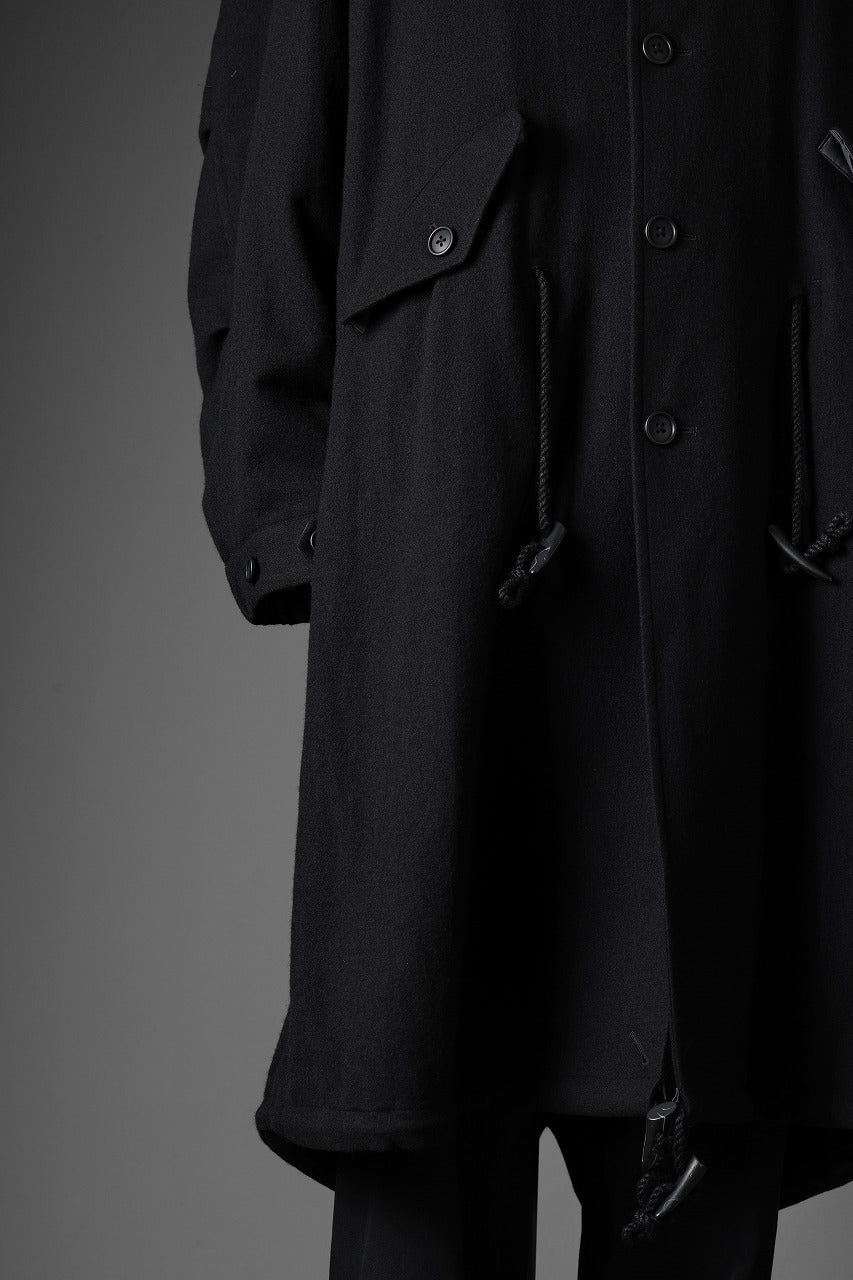 Y's for men MODS COAT WITH TOGGLE BUTTON / WOOL NYLON FLANNEL (BLACK)