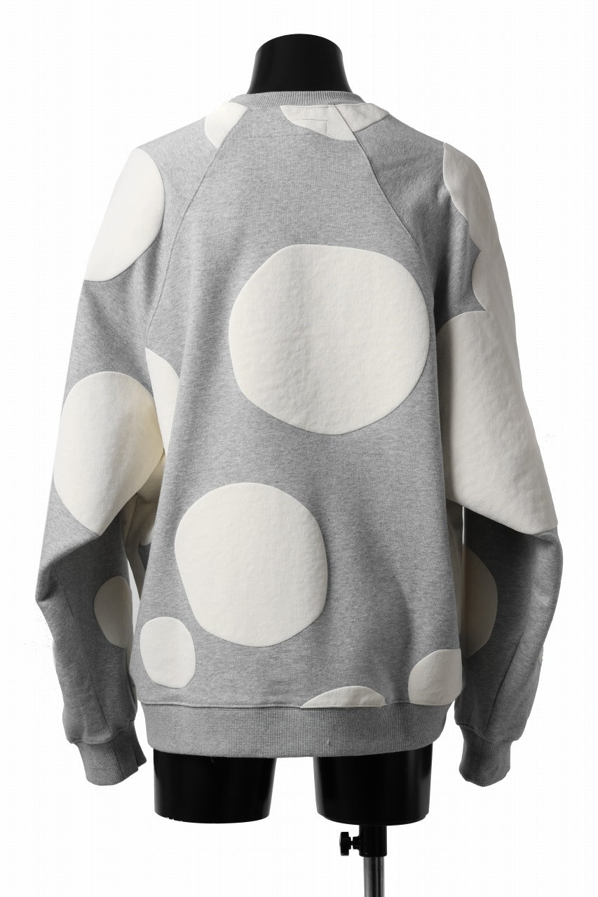 画像をギャラリービューアに読み込む, A.F ARTEFACT POLKA PATTERN SWEAT RAGLAN TOPS (HEATHER GREY)