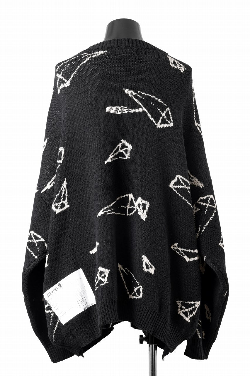 A.F ARTEFACT PYRA PATTERN COTTON KNIT CARDIGAN (BLACK x IVORY)