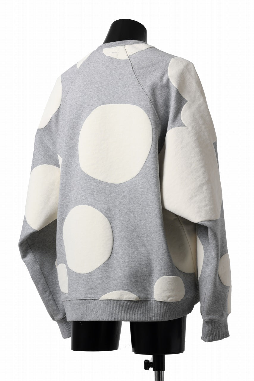 画像をギャラリービューアに読み込む, A.F ARTEFACT POLKA PATTERN SWEAT RAGLAN TOPS (HEATHER GREY)