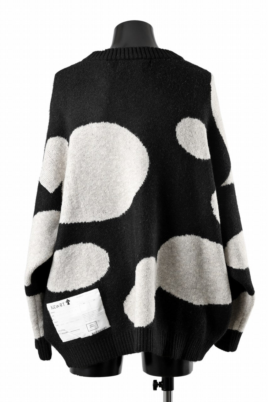 A.F ARTEFACT POLKA PATTERN BLEND KNIT CARDIGAN (BLACK x BEIGE)