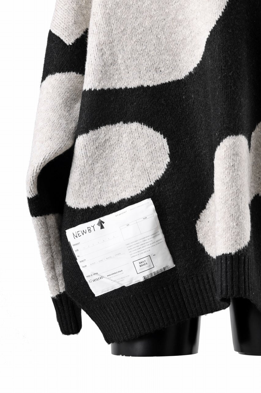 画像をギャラリービューアに読み込む, A.F ARTEFACT POLKA PATTERN BLEND KNIT CARDIGAN (BLACK x BEIGE)