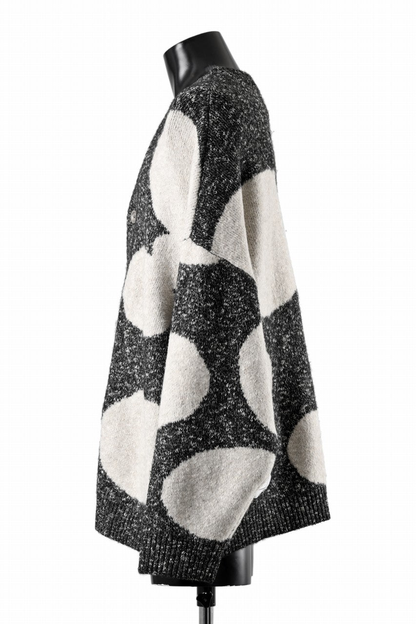 Load image into Gallery viewer, A.F ARTEFACT POLKA PATTERN BLEND KNIT CARDIGAN (GREY x BEIGE)