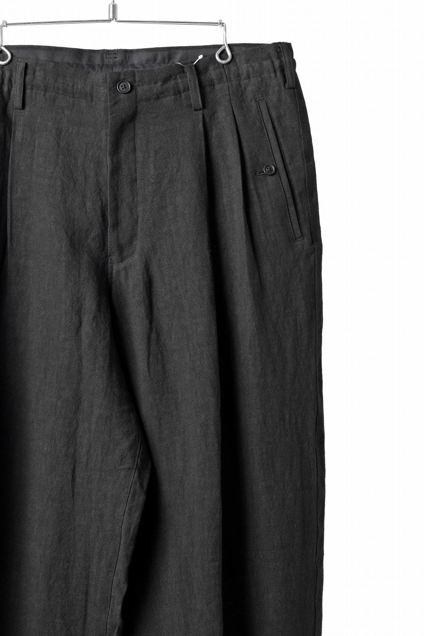 Load image into Gallery viewer, Y&#39;s for men TRIPLE STITCH PANTS / 40 LINEN (BLACK)