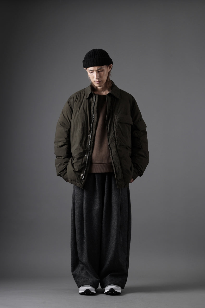 Ten c LIGHT DOWN FIELD JACKET / GARMENT DYED NYLON TACTEL (DARK GREEN)