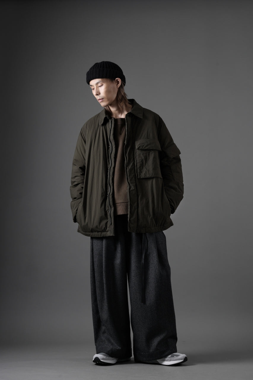 Ten c LIGHT DOWN FIELD JACKET / GARMENT DYED NYLON TACTEL (DARK GREEN)