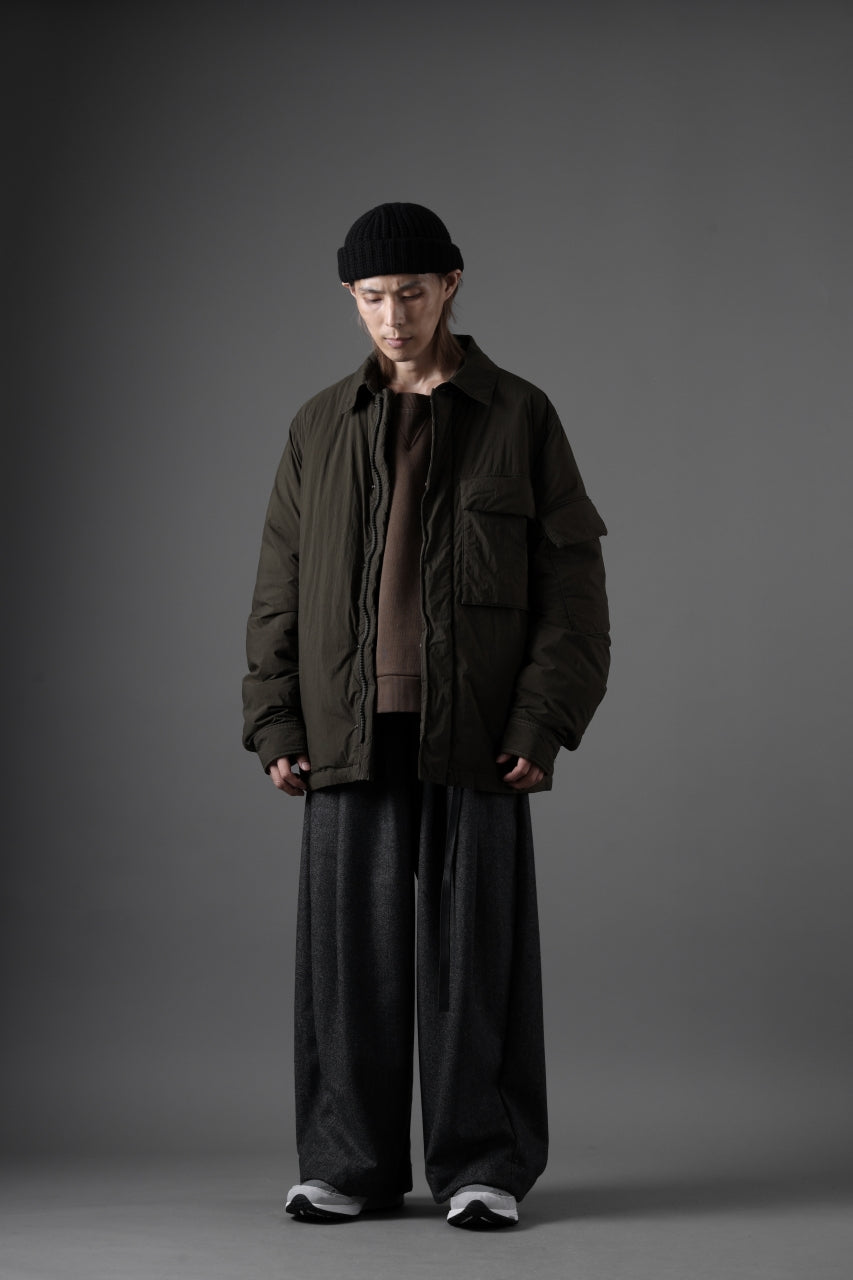 Ten c LIGHT DOWN FIELD JACKET / GARMENT DYED NYLON TACTEL (DARK GREEN)