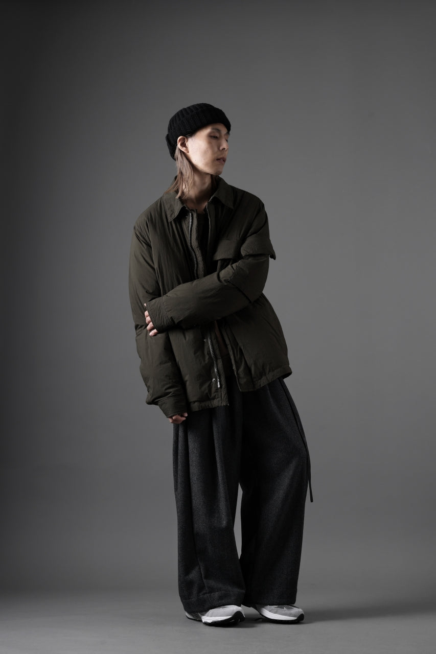 Ten c LIGHT DOWN FIELD JACKET / GARMENT DYED NYLON TACTEL (DARK GREEN)