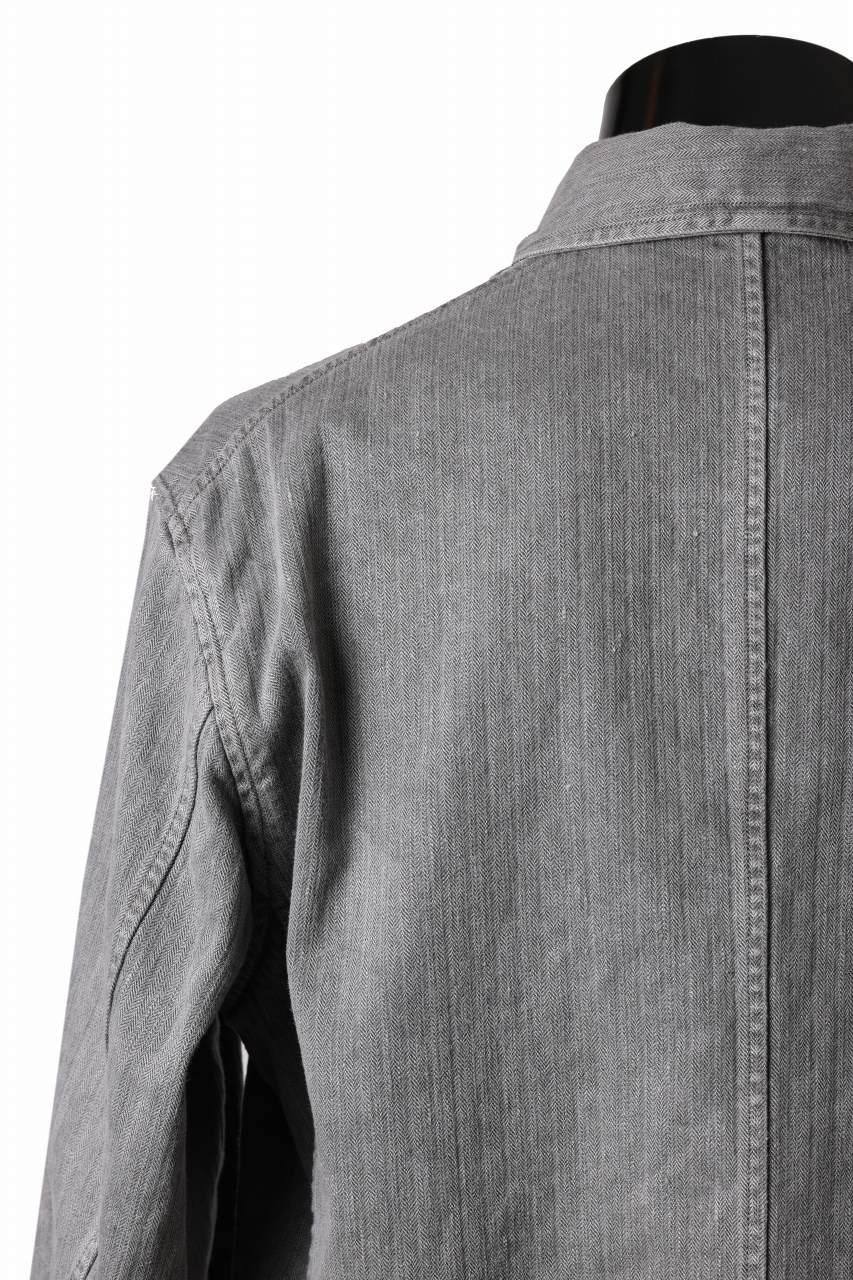 Load image into Gallery viewer, sus-sous germany work jacket / cotton linen herringbone (sumi)