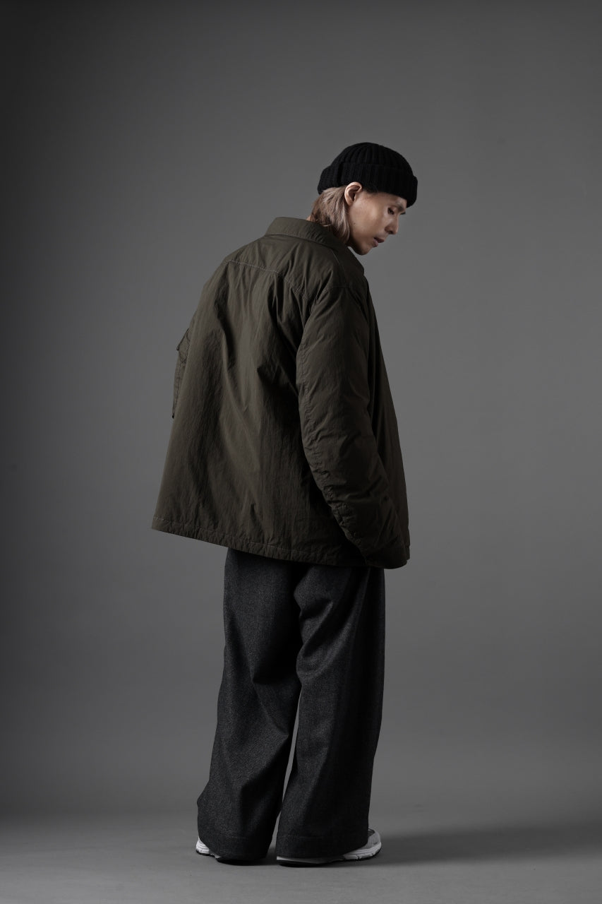 Ten c LIGHT DOWN FIELD JACKET / GARMENT DYED NYLON TACTEL (DARK GREEN)