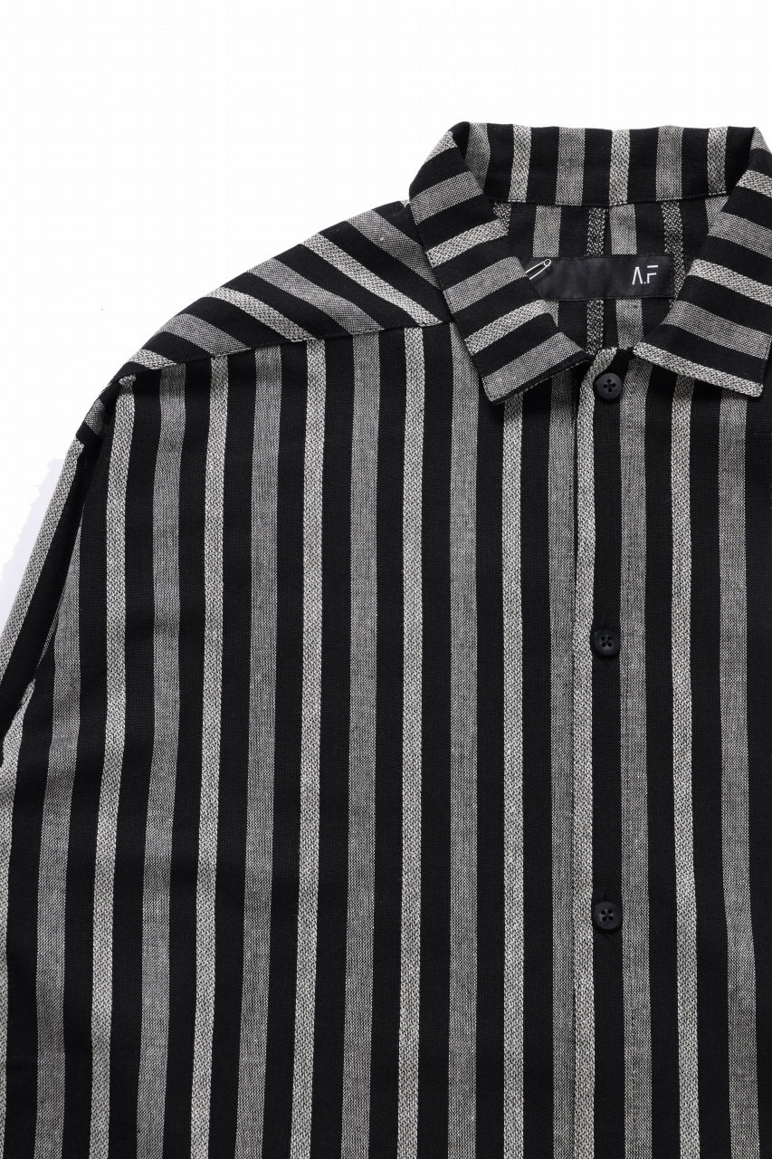 Load image into Gallery viewer, A.F ARTEFACT LOOSEY OVER SHIRT / HERRINGBONE LINEN STRIPE (BLACK×L.GREY)