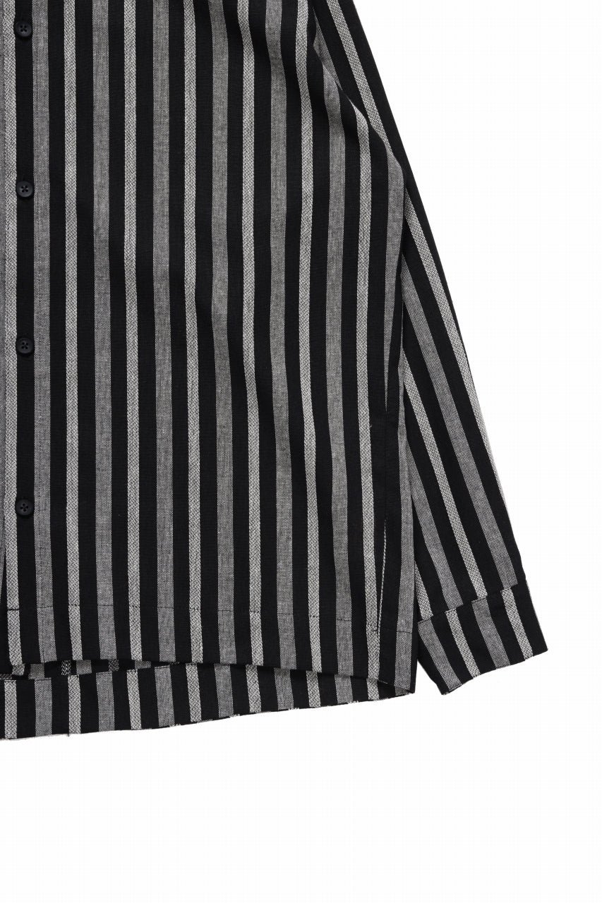 Load image into Gallery viewer, A.F ARTEFACT LOOSEY OVER SHIRT / HERRINGBONE LINEN STRIPE (BLACK×L.GREY)