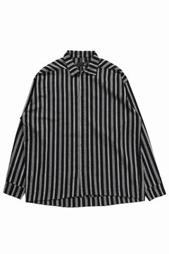 Load image into Gallery viewer, A.F ARTEFACT LOOSEY OVER SHIRT / HERRINGBONE LINEN STRIPE (BLACK×L.GREY)