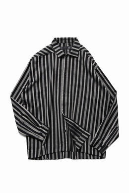 A.F ARTEFACT LOOSEY OVER SHIRT / HERRINGBONE LINEN STRIPE (BLACK×L.GREY)