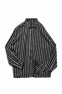 Load image into Gallery viewer, A.F ARTEFACT LOOSEY OVER SHIRT / HERRINGBONE LINEN STRIPE (BLACK×L.GREY)