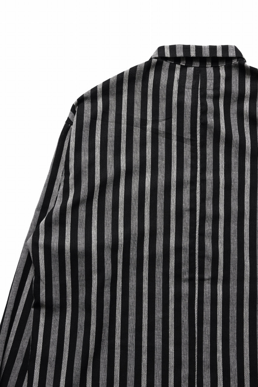Load image into Gallery viewer, A.F ARTEFACT LOOSEY OVER SHIRT / HERRINGBONE LINEN STRIPE (BLACK×L.GREY)