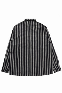 Load image into Gallery viewer, A.F ARTEFACT LOOSEY OVER SHIRT / HERRINGBONE LINEN STRIPE (BLACK×L.GREY)
