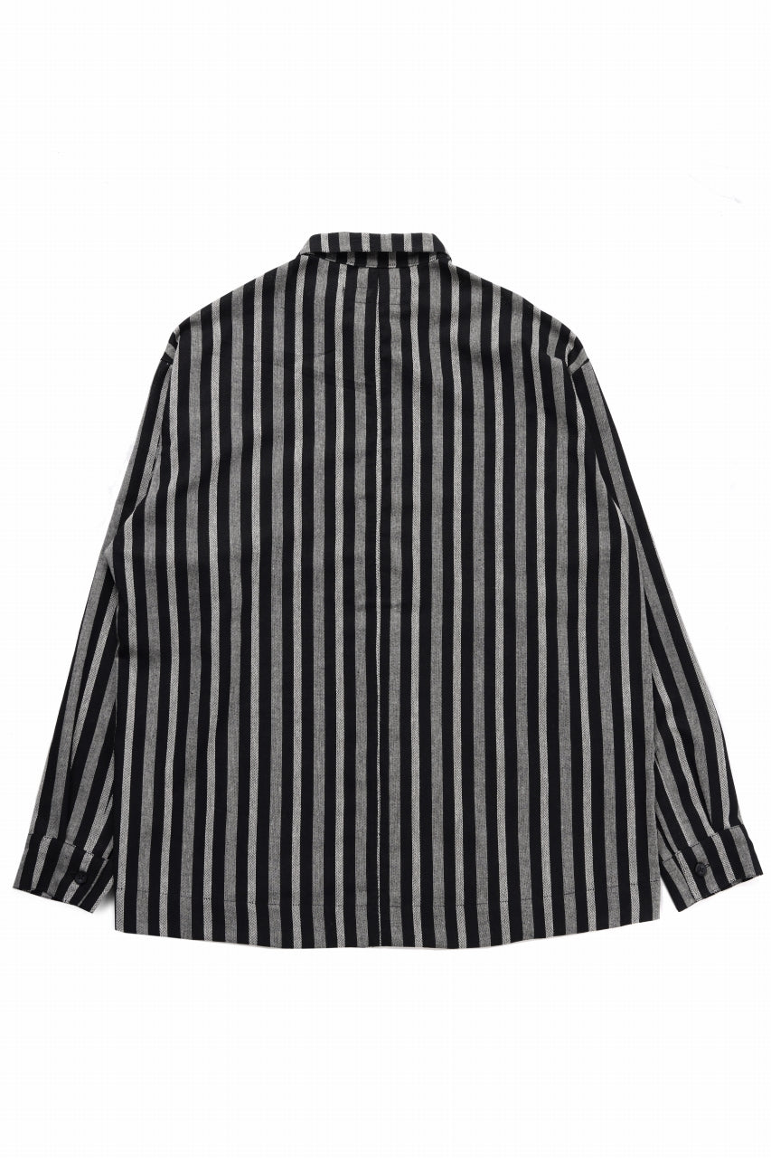 Load image into Gallery viewer, A.F ARTEFACT LOOSEY OVER SHIRT / HERRINGBONE LINEN STRIPE (BLACK×L.GREY)