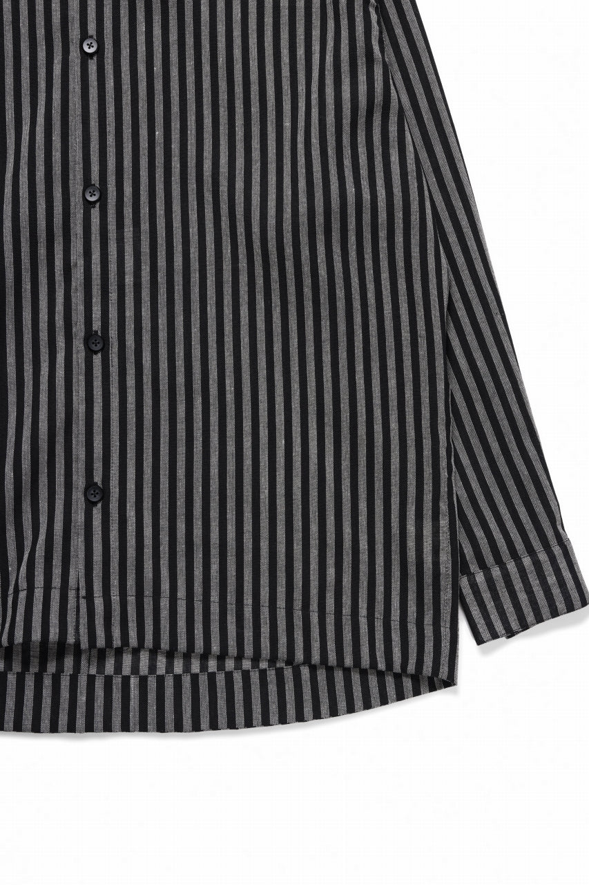 Load image into Gallery viewer, A.F ARTEFACT LOOSEY OVER SHIRT / LINEN STRIPE A (BLACK×L.GREY)
