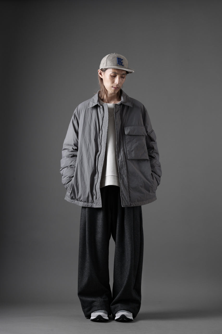 Ten c LIGHT DOWN FIELD JACKET / GARMENT DYED NYLON TACTEL (GRAY)