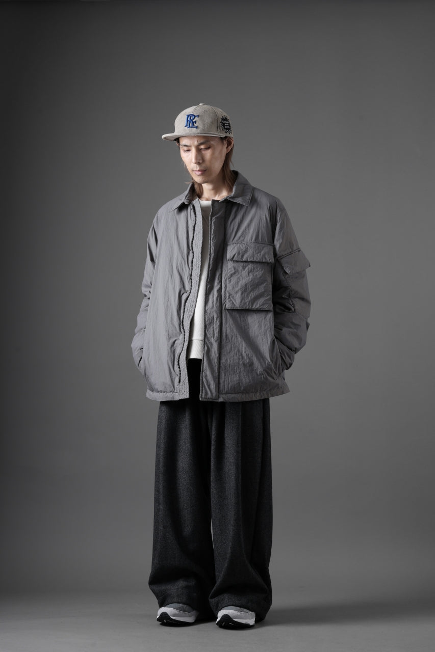 Ten c LIGHT DOWN FIELD JACKET / GARMENT DYED NYLON TACTEL (GRAY)