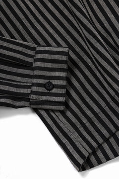 Load image into Gallery viewer, A.F ARTEFACT LOOSEY OVER SHIRT / LINEN STRIPE A (BLACK×L.GREY)
