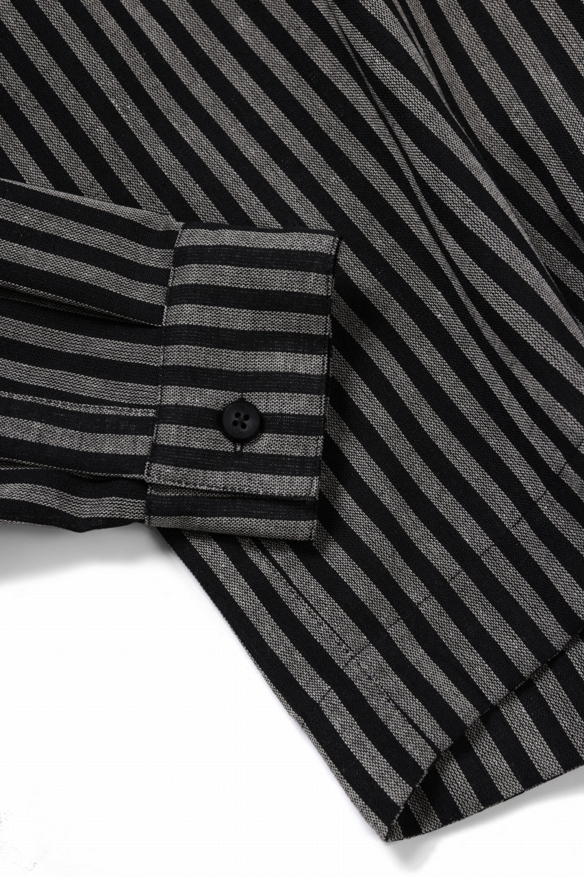 Load image into Gallery viewer, A.F ARTEFACT LOOSEY OVER SHIRT / LINEN STRIPE A (BLACK×L.GREY)