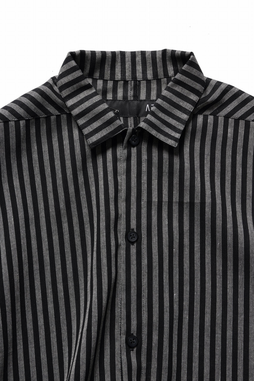 Load image into Gallery viewer, A.F ARTEFACT LOOSEY OVER SHIRT / LINEN STRIPE A (BLACK×L.GREY)