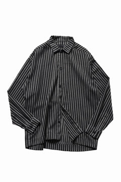 Load image into Gallery viewer, A.F ARTEFACT LOOSEY OVER SHIRT / LINEN STRIPE A (BLACK×L.GREY)