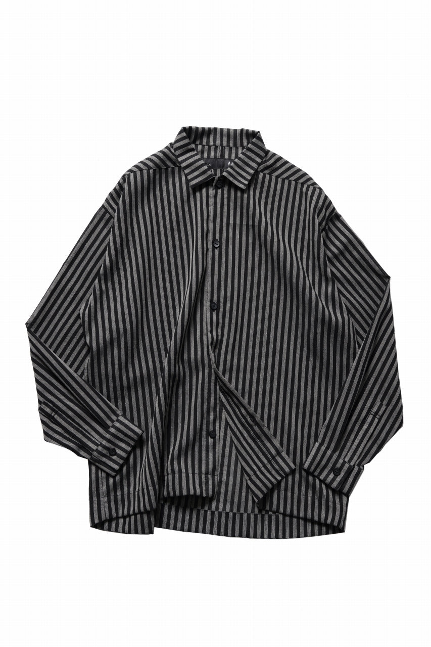A.F ARTEFACT LOOSEY OVER SHIRT / LINEN STRIPE B (BLACK×L.GREY)の