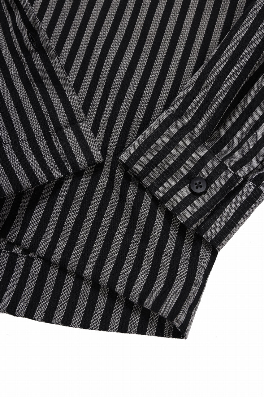 Load image into Gallery viewer, A.F ARTEFACT LOOSEY OVER SHIRT / LINEN STRIPE A (BLACK×L.GREY)
